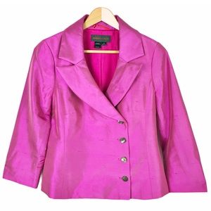 Nina Mclemore Blazer Size 6 Pink 100% Silk Iridescent Professional Career Work